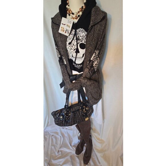 Black, San Juan, Puerto Rico, Cropped Skull Hoodie, Size S - Picture 3 of 3